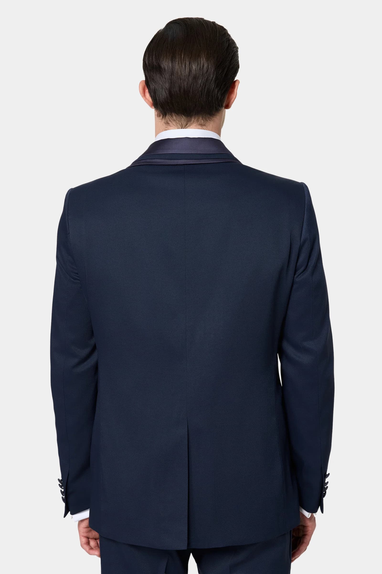 Ds Damat Slim Fit Lacivert Armürlü Smokin Yelekli Takim Elbise görsel 3