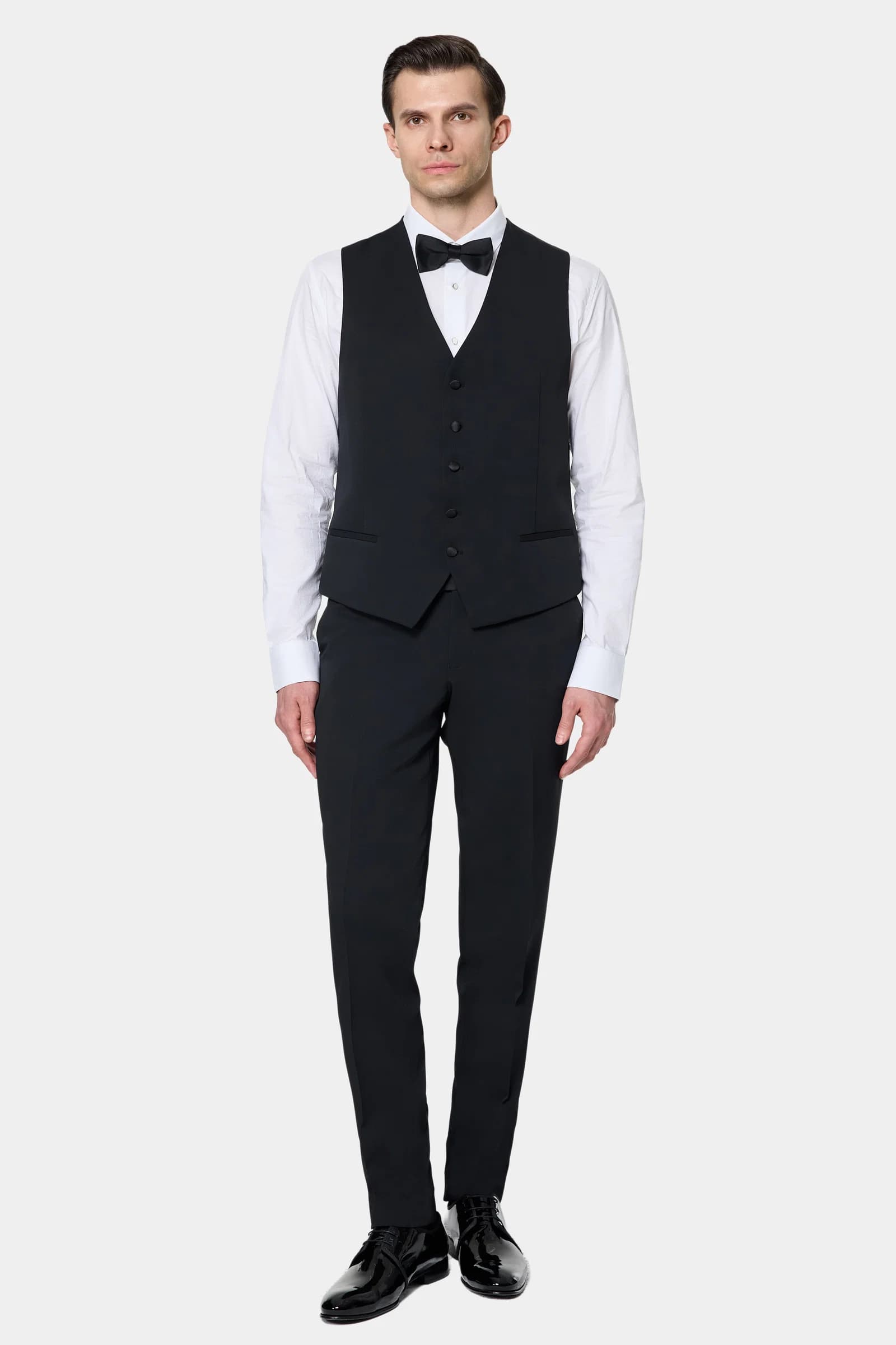 Twn Slim Fit Siyah Düz Smokin Yelekli Takim Elbise görsel 8