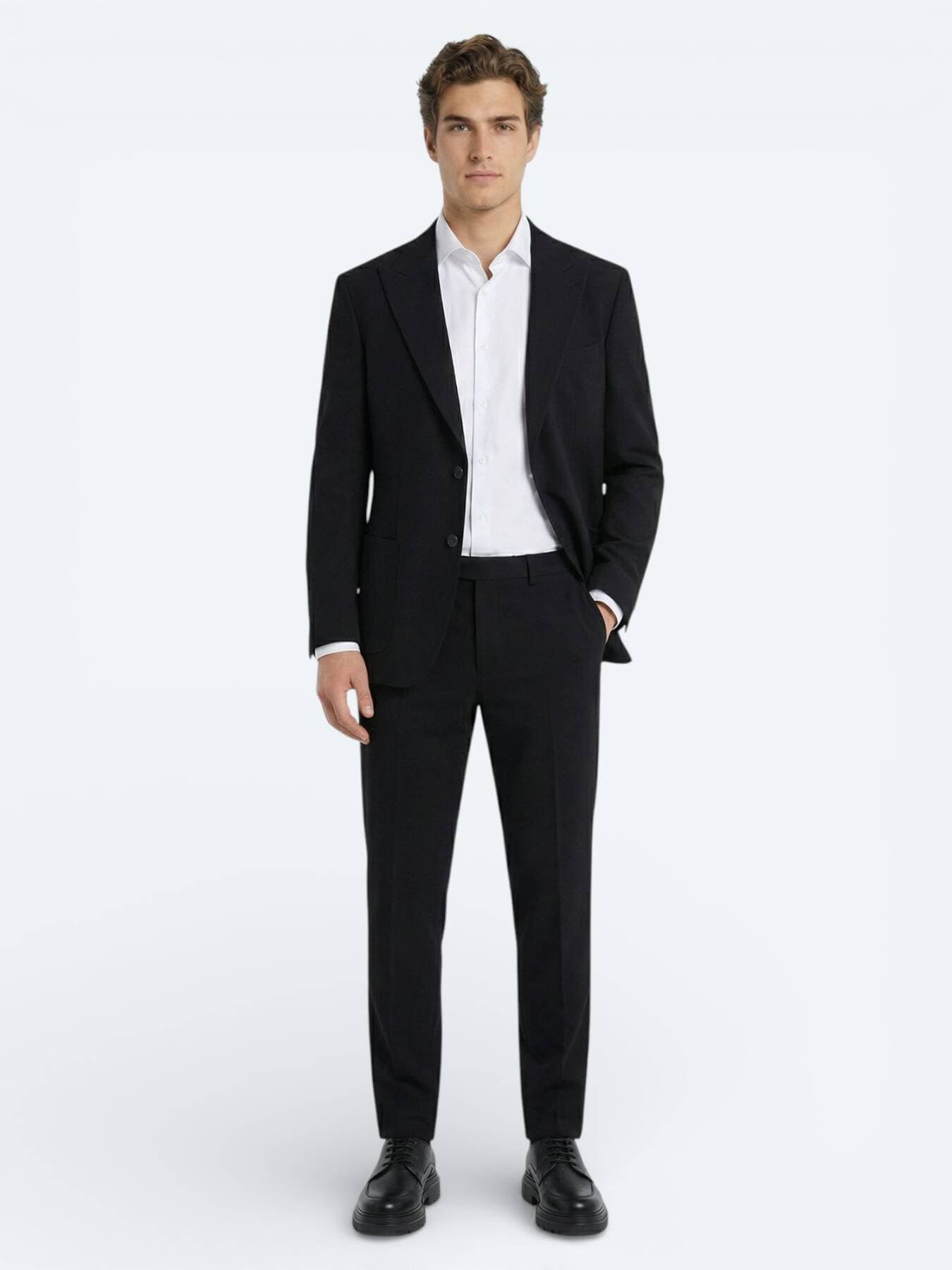 Siyah Çizgili Modern Fit Takım Elbise görsel 3