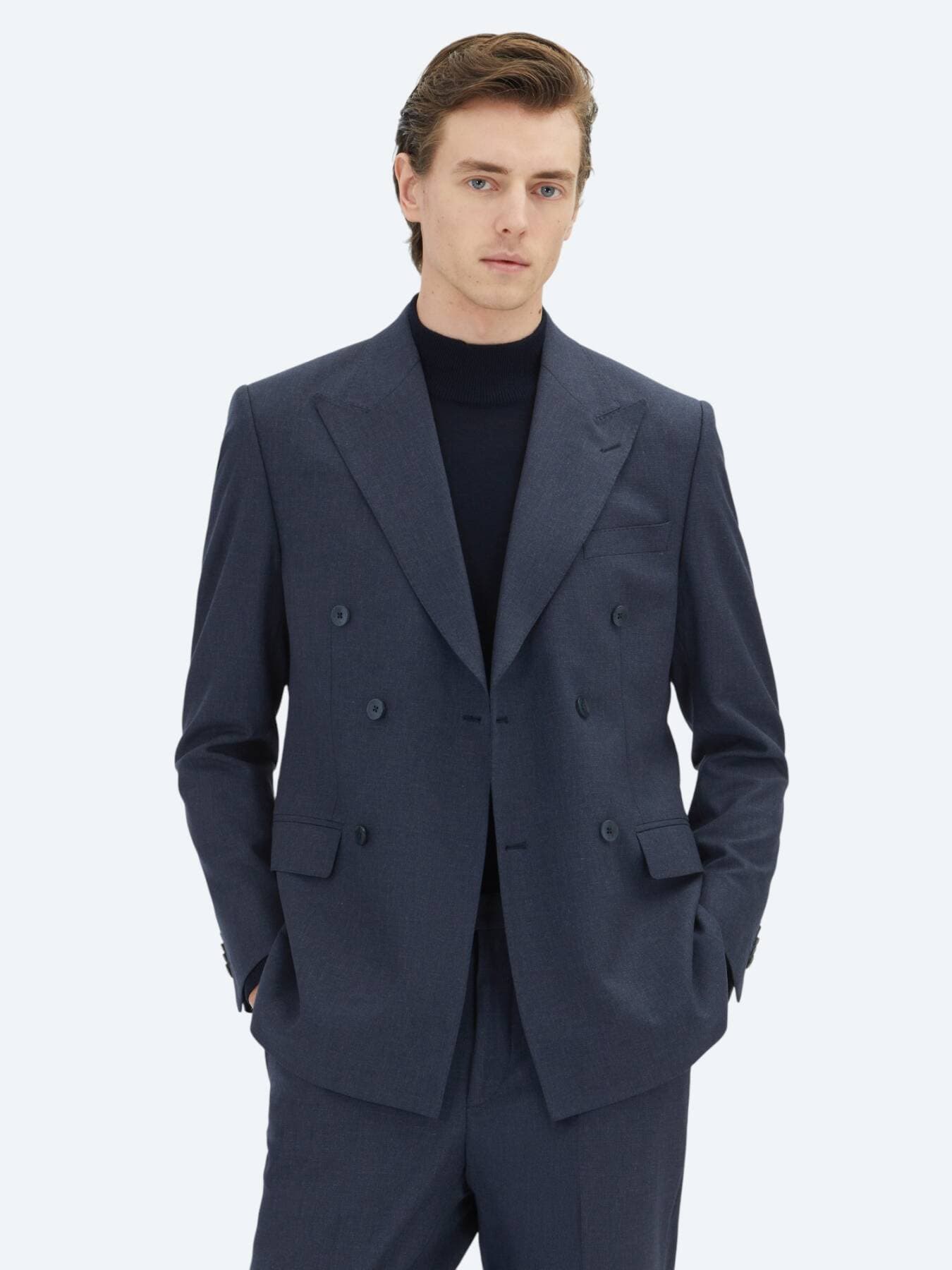 Lacivert Mikro Modern Fit Yün Karışımlı Takım Elbise